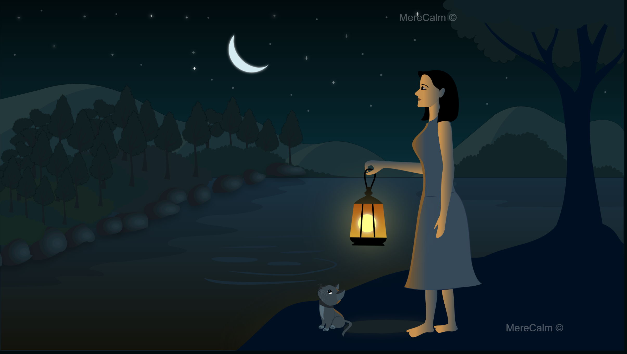 Girl standing under the night sky