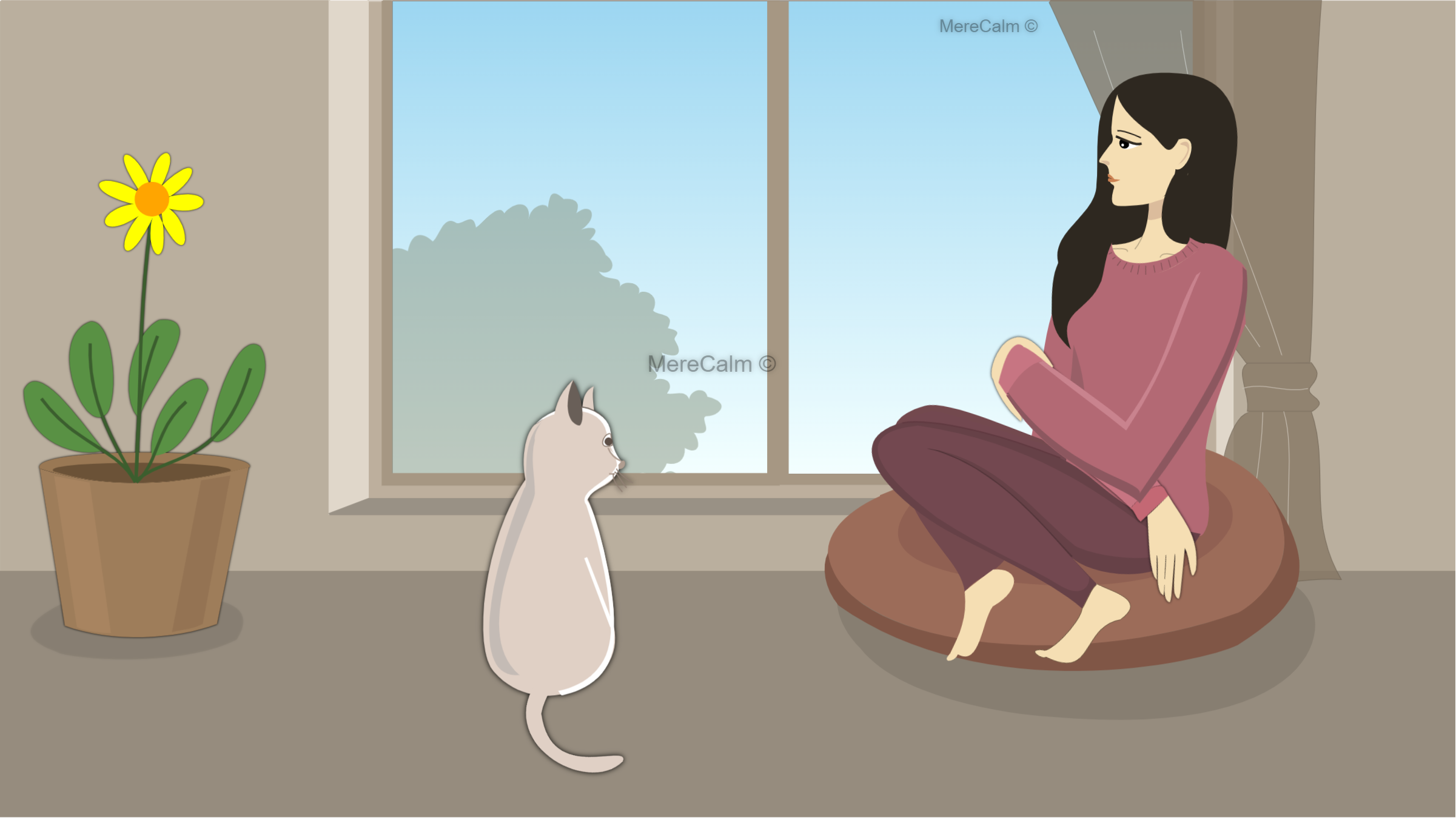 Girl daydreaming animation