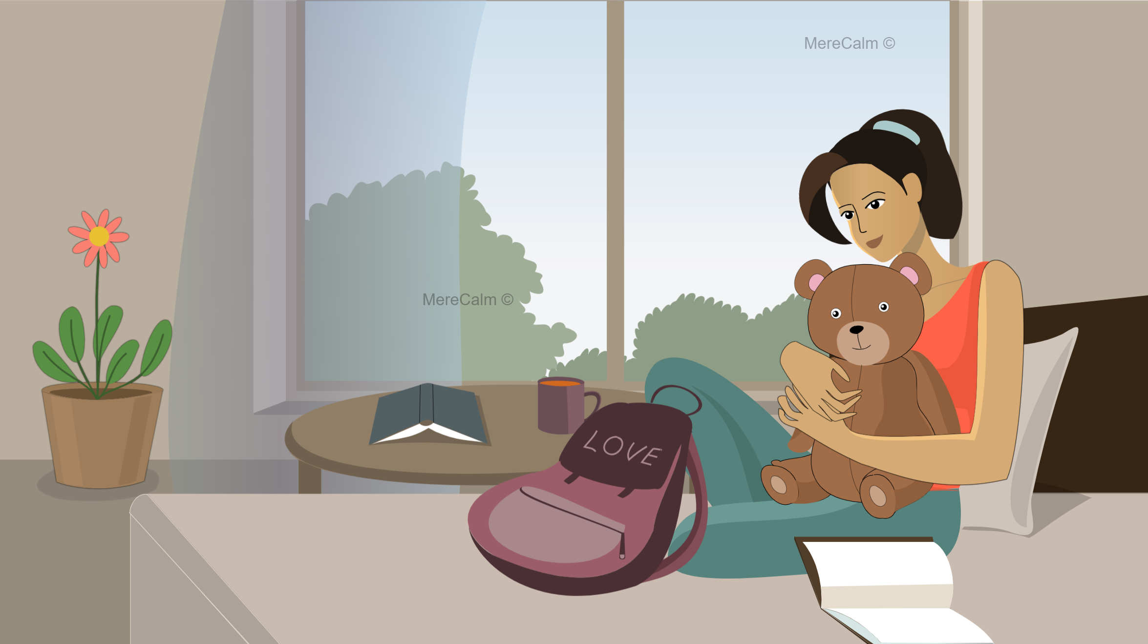 Girl with teddy bear