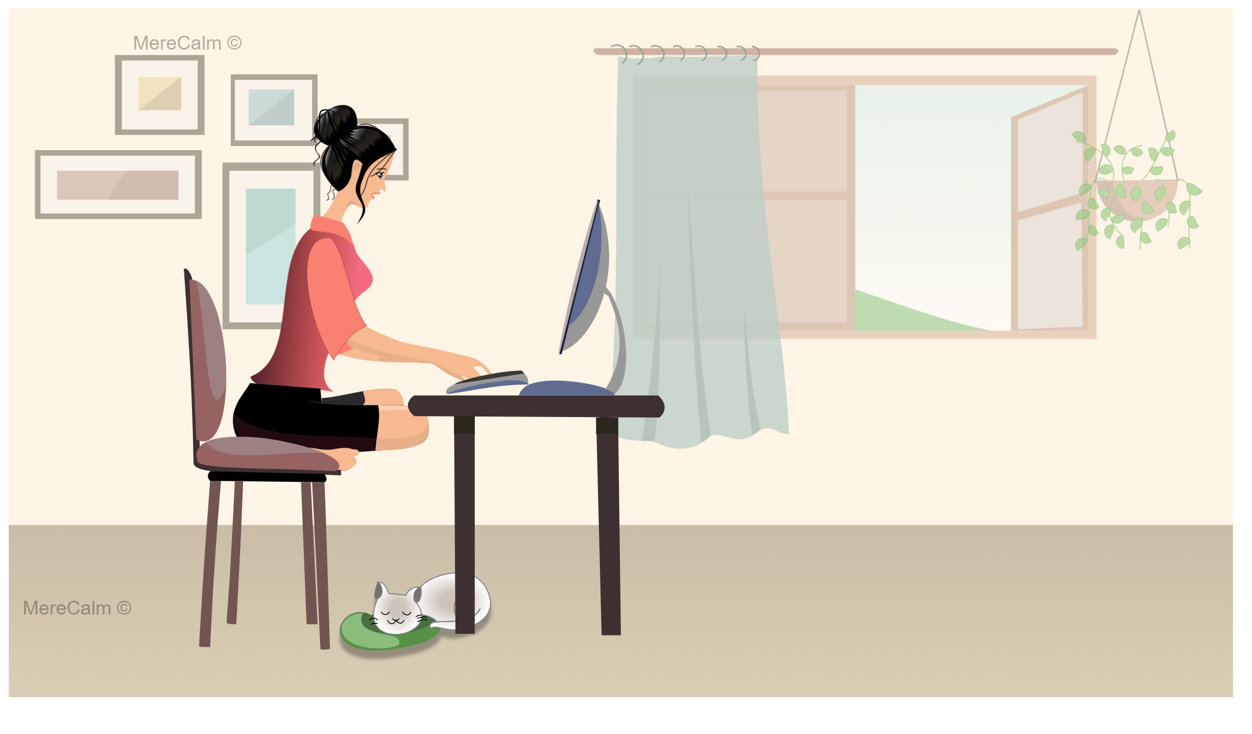 Girl working from home
